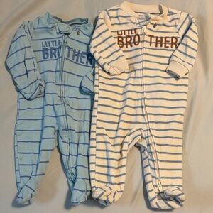 Carter's Little Brother Blue and White Footies Set